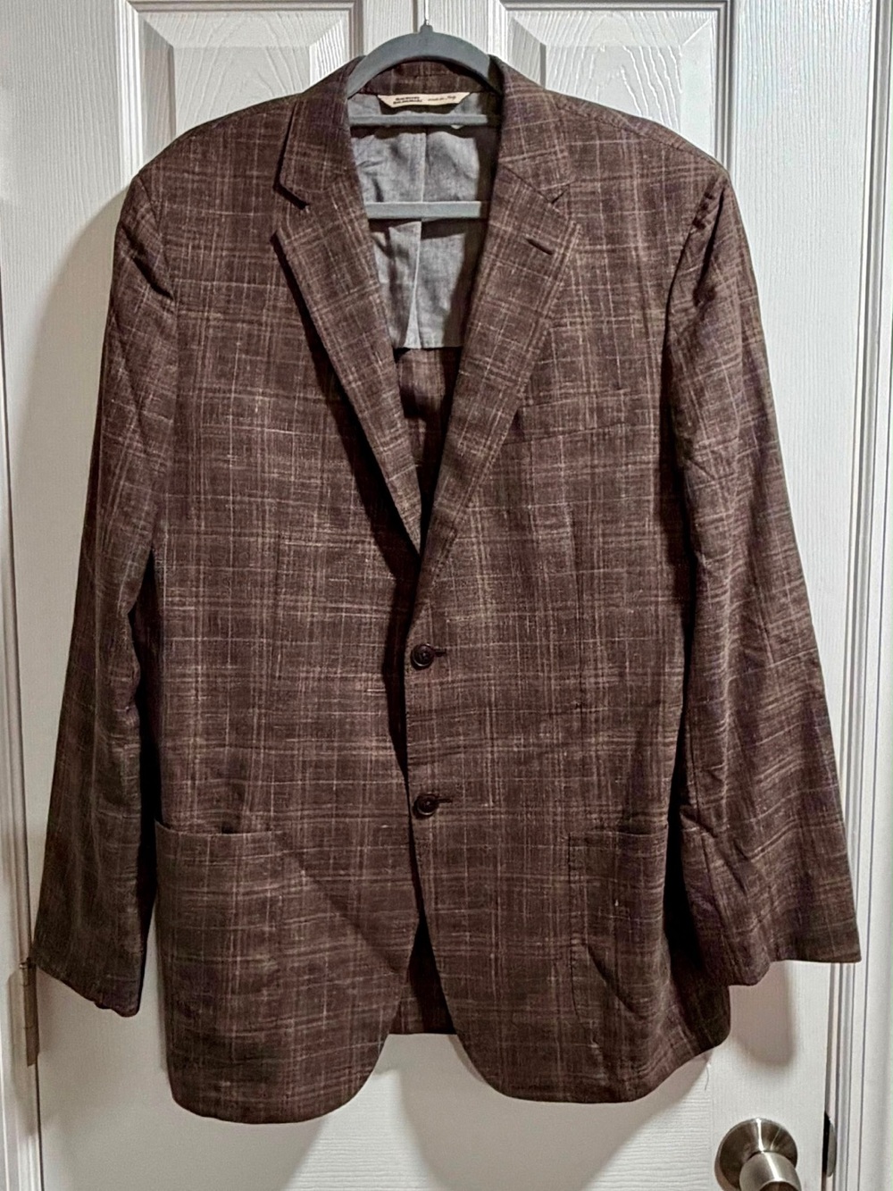 Men's Brown Plaid Sport Coat - Classic Two-Button Blazer
